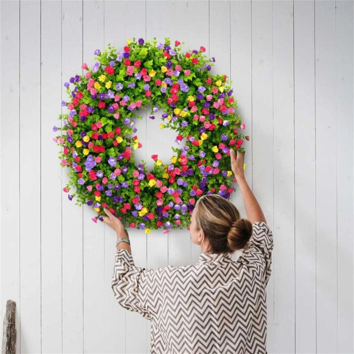 Farmhouse Colorful Cottage Wreath - Image 4