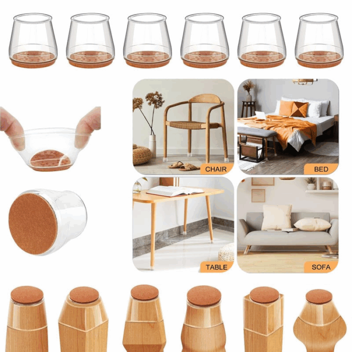 Transparent Chair Leg Floor Protector – Prevent Scratches & Reduce Noise on Wood & Tile Floors - Image 1