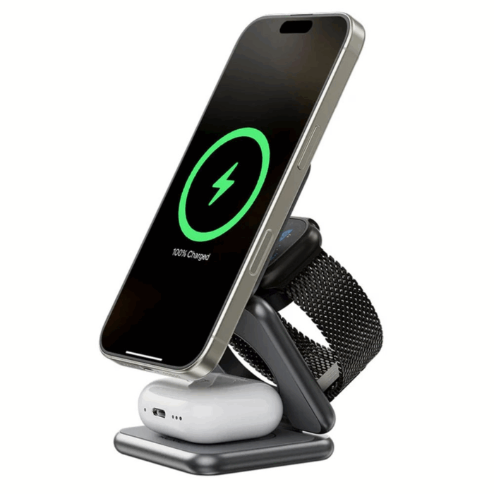 a SnapFold 3-in-1 Magnetic Charging Station, Fast Charger, Foldable, Wireless - Image 1