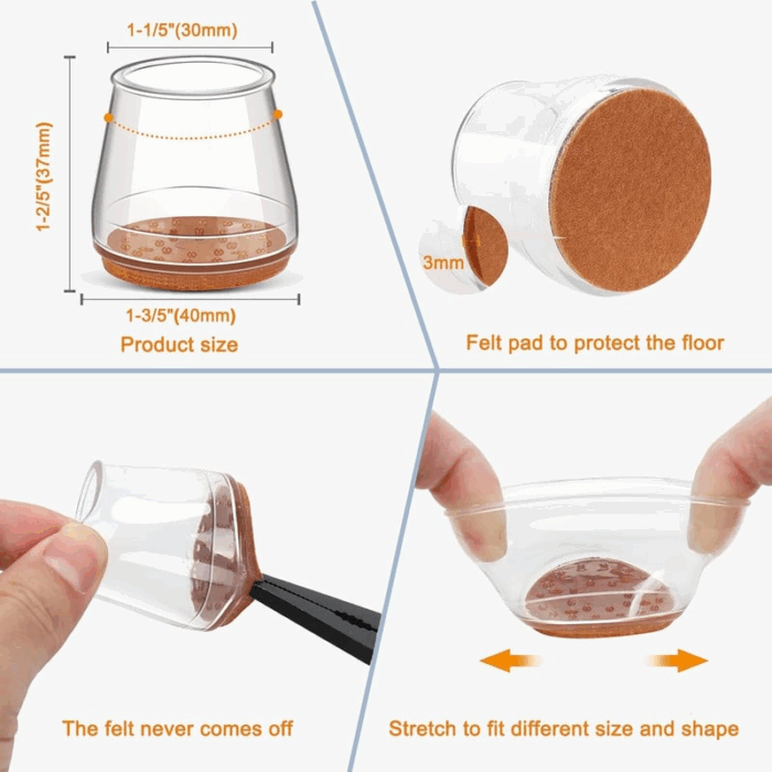 Transparent Chair Leg Floor Protector – Prevent Scratches & Reduce Noise on Wood & Tile Floors - Image 3