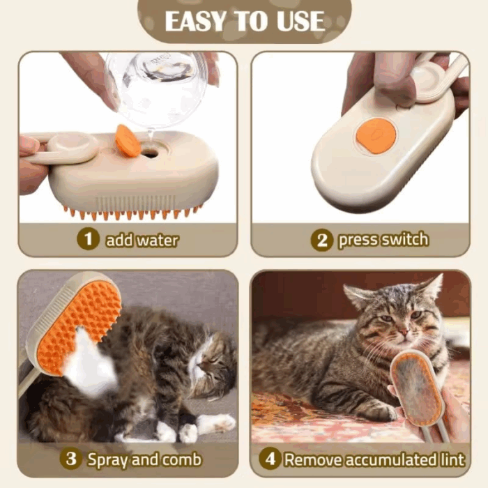 3-in-1 Steam Cat Grooming Brush - Image 4