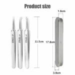 Stainless Steel Blackhead Removal Kit (3 Tweezers) - Image 10